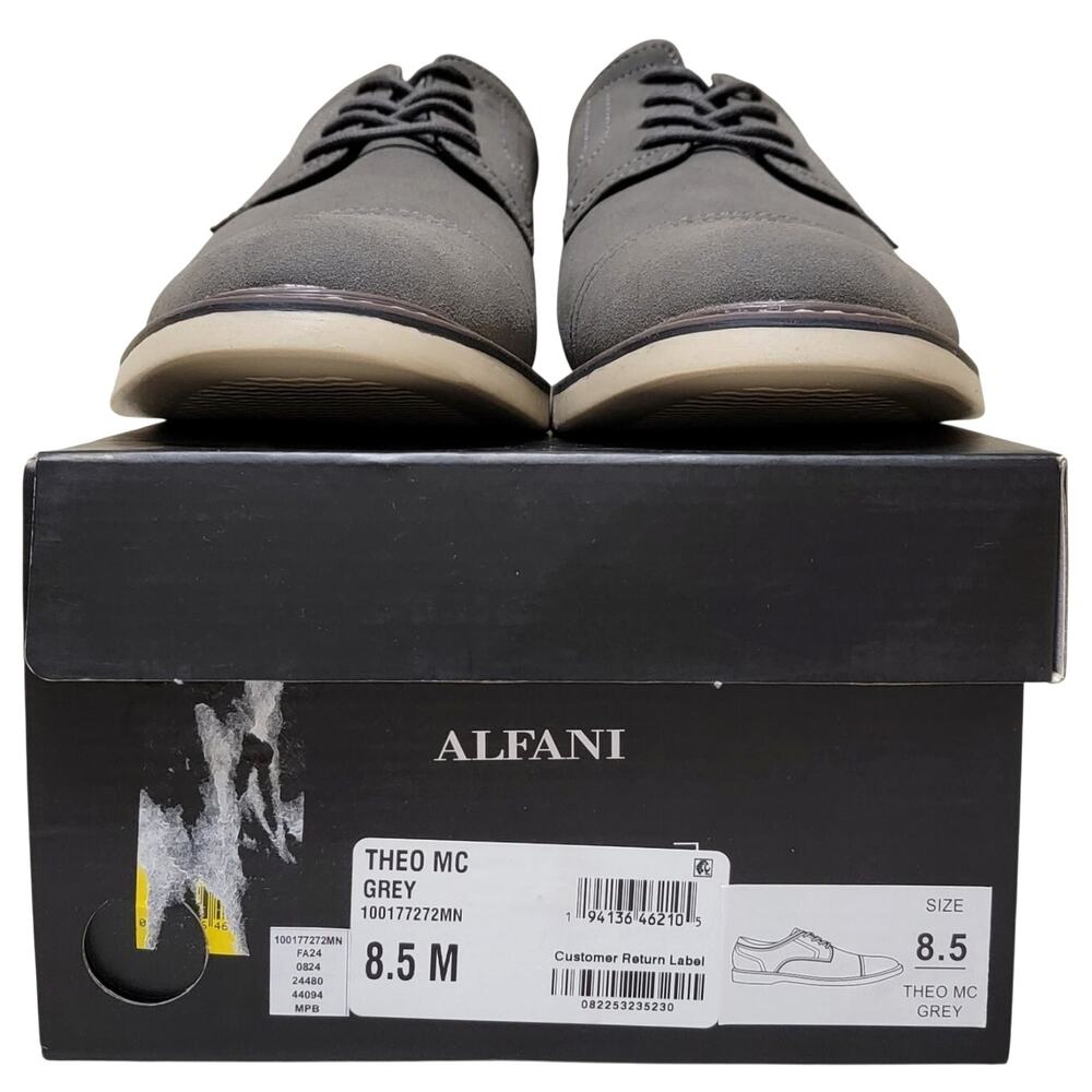 Alfani Men Cap Toe Derby Oxfords Theo Size US 8.5M Grey Microsuede - Picture 5 of 5